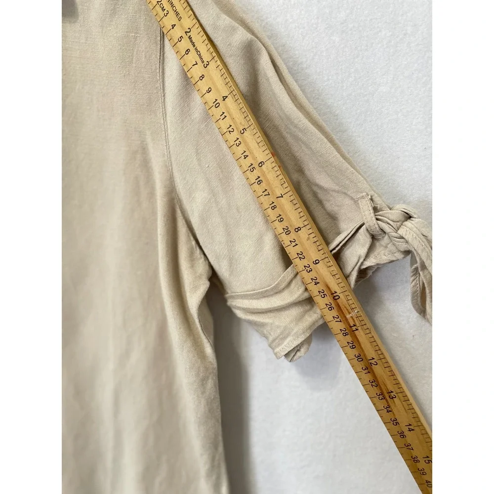 Philosophy Republic Clothing Tunic Top Women‎ L Tan Linen Blend Henley Pullover
